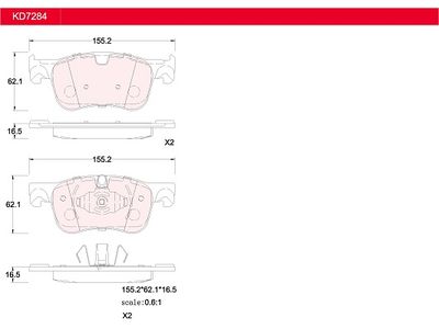 KD7284 ASIMCO Комплект тормозных колодок, дисковый тормоз