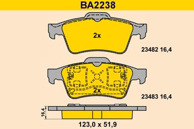 BA2238 BARUM Комплект тормозных колодок, дисковый тормоз