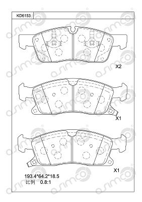 KD6153 ASIMCO Комплект тормозных колодок, дисковый тормоз