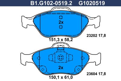 B1G10205192 GALFER Комплект тормозных колодок, дисковый тормоз