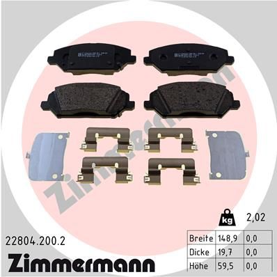 228042002 ZIMMERMANN Комплект тормозных колодок, дисковый тормоз