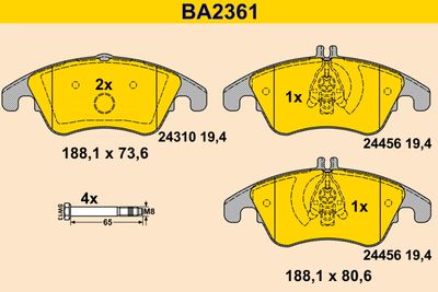 BA2361 BARUM Комплект тормозных колодок, дисковый тормоз