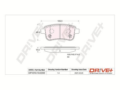 DP1010100390 Dr!ve+ Комплект тормозных колодок, дисковый тормоз