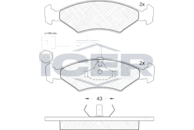 180355 ICER Комплект тормозных колодок, дисковый тормоз