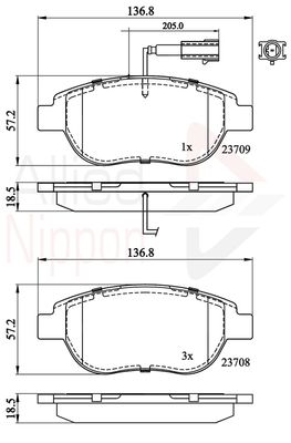 ADB11038 COMLINE Комплект тормозных колодок, дисковый тормоз