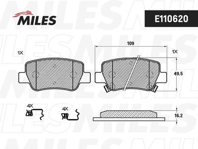 E110620 MILES Комплект тормозных колодок, дисковый тормоз