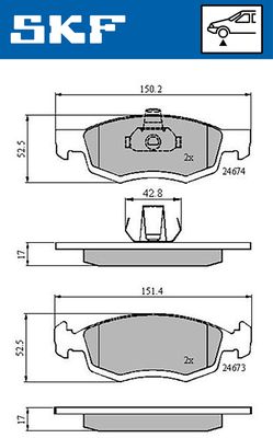 VKBP80294 SKF Комплект тормозных колодок, дисковый тормоз