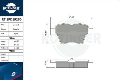 RT1PD19260 ROTINGER Комплект тормозных колодок, дисковый тормоз