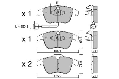 BPVW1021 AISIN Комплект тормозных колодок, дисковый тормоз