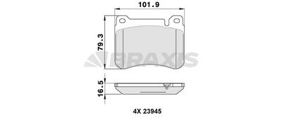 AA0341 BRAXIS Комплект тормозных колодок, дисковый тормоз