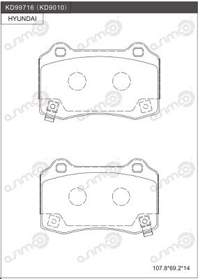 KD9010 ASIMCO Комплект тормозных колодок, дисковый тормоз