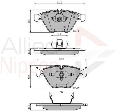 ADB02033 COMLINE Комплект тормозных колодок, дисковый тормоз