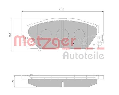 1170772 METZGER Комплект тормозных колодок, дисковый тормоз