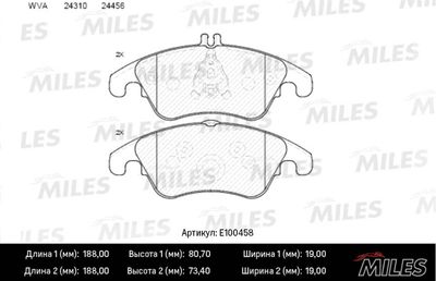 E100458 MILES Комплект тормозных колодок, дисковый тормоз