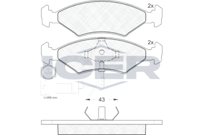 180410 ICER Комплект тормозных колодок, дисковый тормоз
