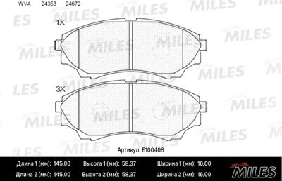 E100408 MILES Комплект тормозных колодок, дисковый тормоз