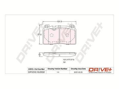 DP1010100930 Dr!ve+ Комплект тормозных колодок, дисковый тормоз