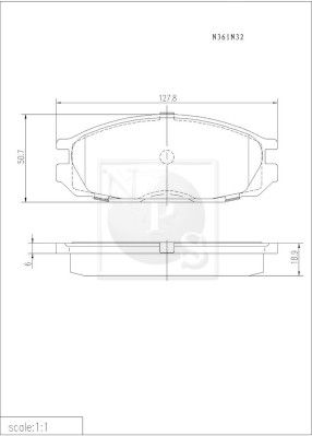 N361N32 NPS Комплект тормозных колодок, дисковый тормоз