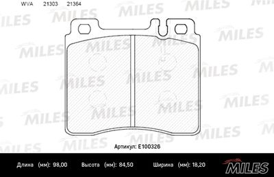 E100326 MILES Комплект тормозных колодок, дисковый тормоз