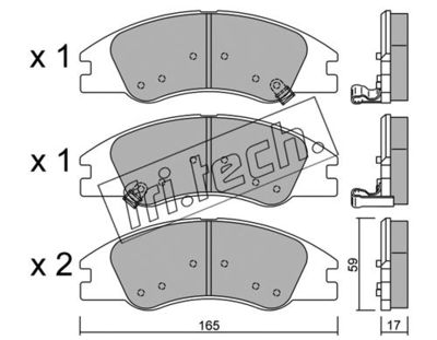 6460 fri.tech. Комплект тормозных колодок, дисковый тормоз