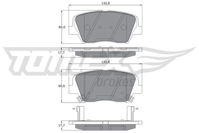 TX1746 TOMEX Brakes Комплект тормозных колодок, дисковый тормоз