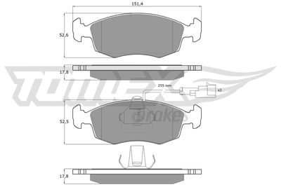 TX1411 TOMEX Brakes Комплект тормозных колодок, дисковый тормоз