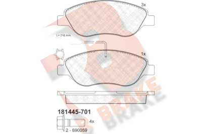 RB1445701 R BRAKE Комплект тормозных колодок, дисковый тормоз