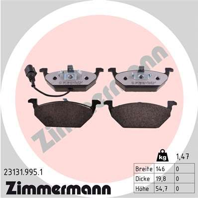 231319951 ZIMMERMANN Комплект тормозных колодок, дисковый тормоз