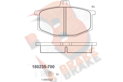 RB0235700 R BRAKE Комплект тормозных колодок, дисковый тормоз