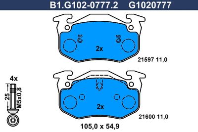 B1G10207772 GALFER Комплект тормозных колодок, дисковый тормоз