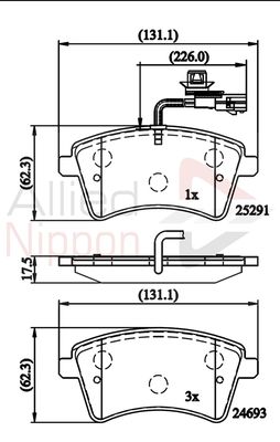 ADB11707 COMLINE Комплект тормозных колодок, дисковый тормоз