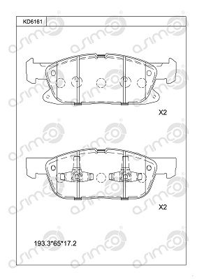 KD6161 ASIMCO Комплект тормозных колодок, дисковый тормоз