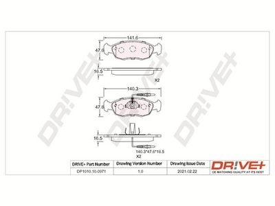 DP1010100971 Dr!ve+ Комплект тормозных колодок, дисковый тормоз