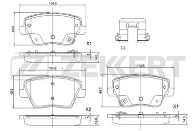 BS1238 ZEKKERT Комплект тормозных колодок, дисковый тормоз