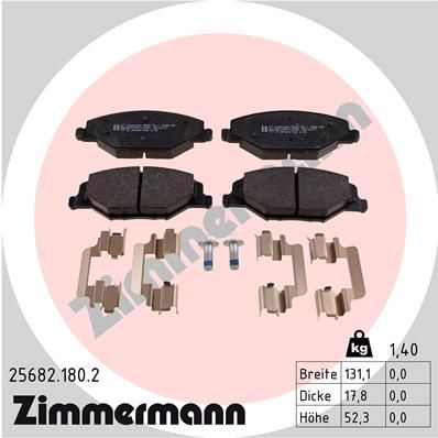 256821802 ZIMMERMANN Комплект тормозных колодок, дисковый тормоз