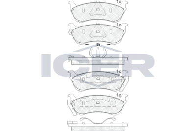 181277 ICER Комплект тормозных колодок, дисковый тормоз