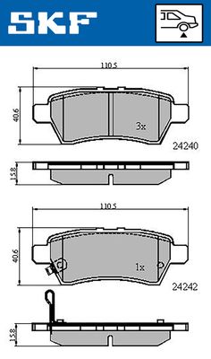 VKBP90597A SKF Комплект тормозных колодок, дисковый тормоз