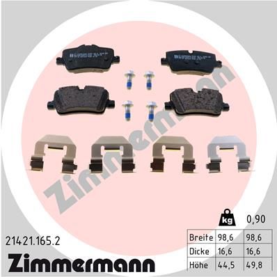 214211652 ZIMMERMANN Комплект тормозных колодок, дисковый тормоз