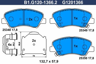 B1G12013662 GALFER Комплект тормозных колодок, дисковый тормоз