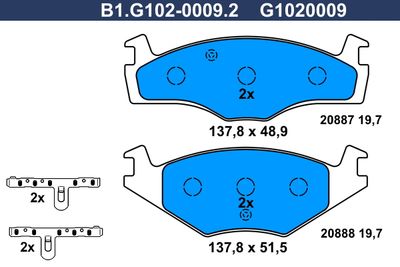 B1G10200092 GALFER Комплект тормозных колодок, дисковый тормоз