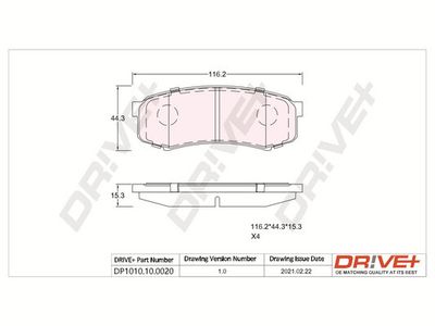 DP1010100020 Dr!ve+ Комплект тормозных колодок, дисковый тормоз