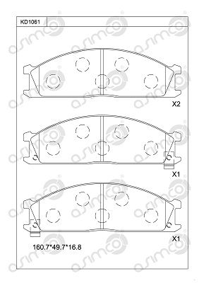 KD1061 ASIMCO Комплект тормозных колодок, дисковый тормоз