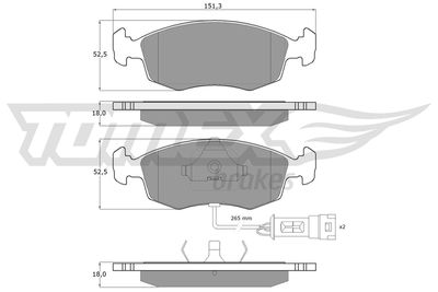 TX1133 TOMEX Brakes Комплект тормозных колодок, дисковый тормоз