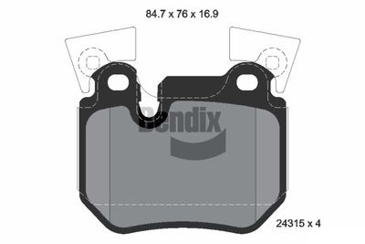 BPD2126 BENDIX Braking Комплект тормозных колодок, дисковый тормоз