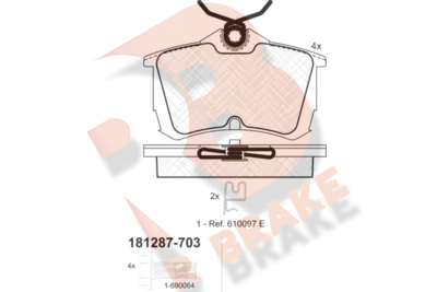 RB1287703 R BRAKE Комплект тормозных колодок, дисковый тормоз