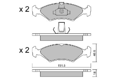 BPFO1015 AISIN Комплект тормозных колодок, дисковый тормоз