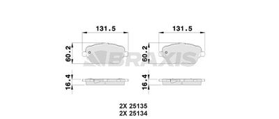 AB0025 BRAXIS Комплект тормозных колодок, дисковый тормоз