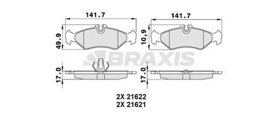 AA0253 BRAXIS Комплект тормозных колодок, дисковый тормоз