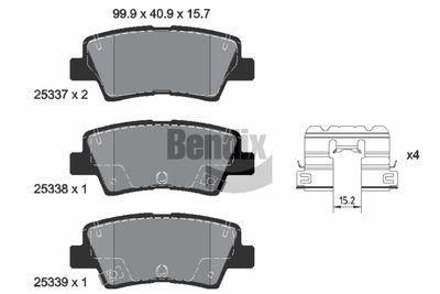 BPD2492 BENDIX Braking Комплект тормозных колодок, дисковый тормоз