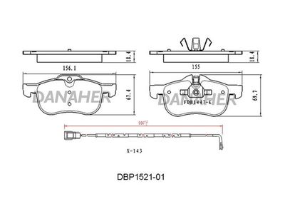 DBP152101 DANAHER Комплект тормозных колодок, дисковый тормоз